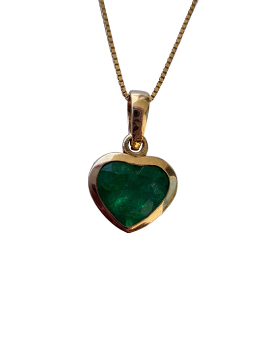 Dije Volveré | Heart Colombian Emerald Pendant – 1.17 ct | 18K Gold