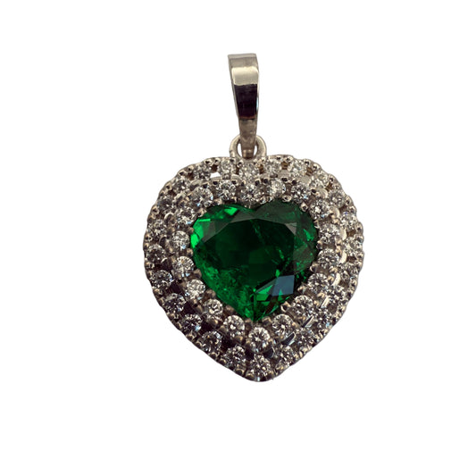 Investment-Quality Heart Colombian Emerald Diamond Pendant – 1.25 ct | Double Diamond Channel | 18K Gold