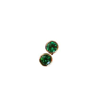 High-Quality Round Colombian Emerald Earrings – 0.95 ct | 18K Gold