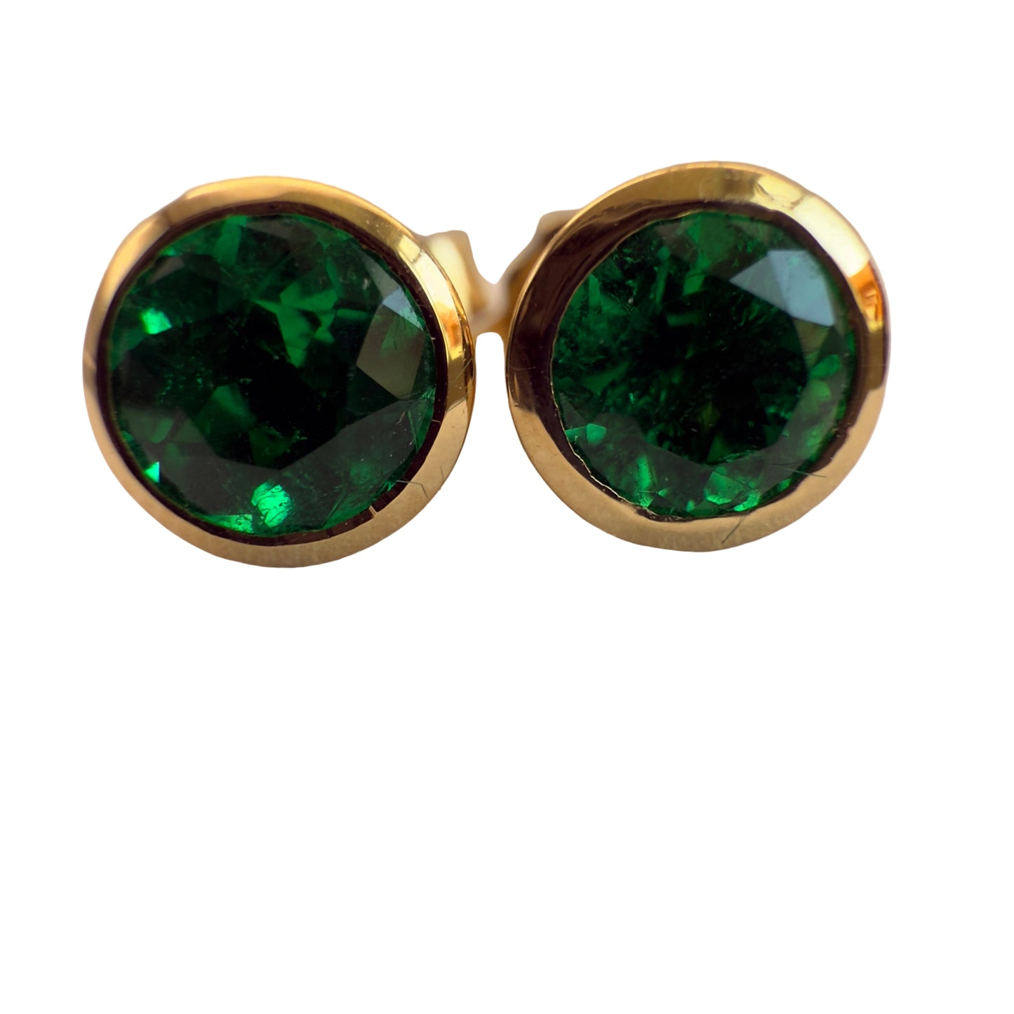 High-Quality Round Colombian Emerald Earrings – 0.95 ct | 18K Gold