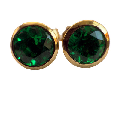High-Quality Round Colombian Emerald Earrings – 0.95 ct | 18K Gold
