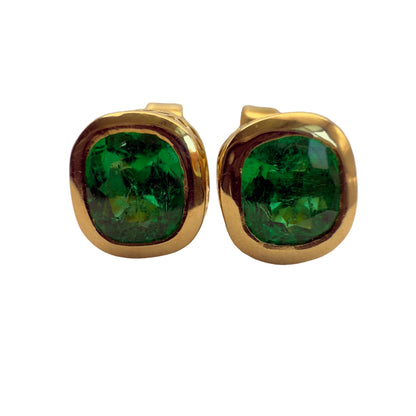 High-Quality Semi-Round Colombian Emerald Earrings – 1.30 ct | 18K Gold
