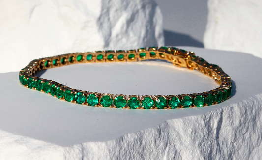 Pulsera de los Andes - Pulsera Tennis Clásica en Esmeralda Colombiana 6.09 ct | Oro Sólido 18K